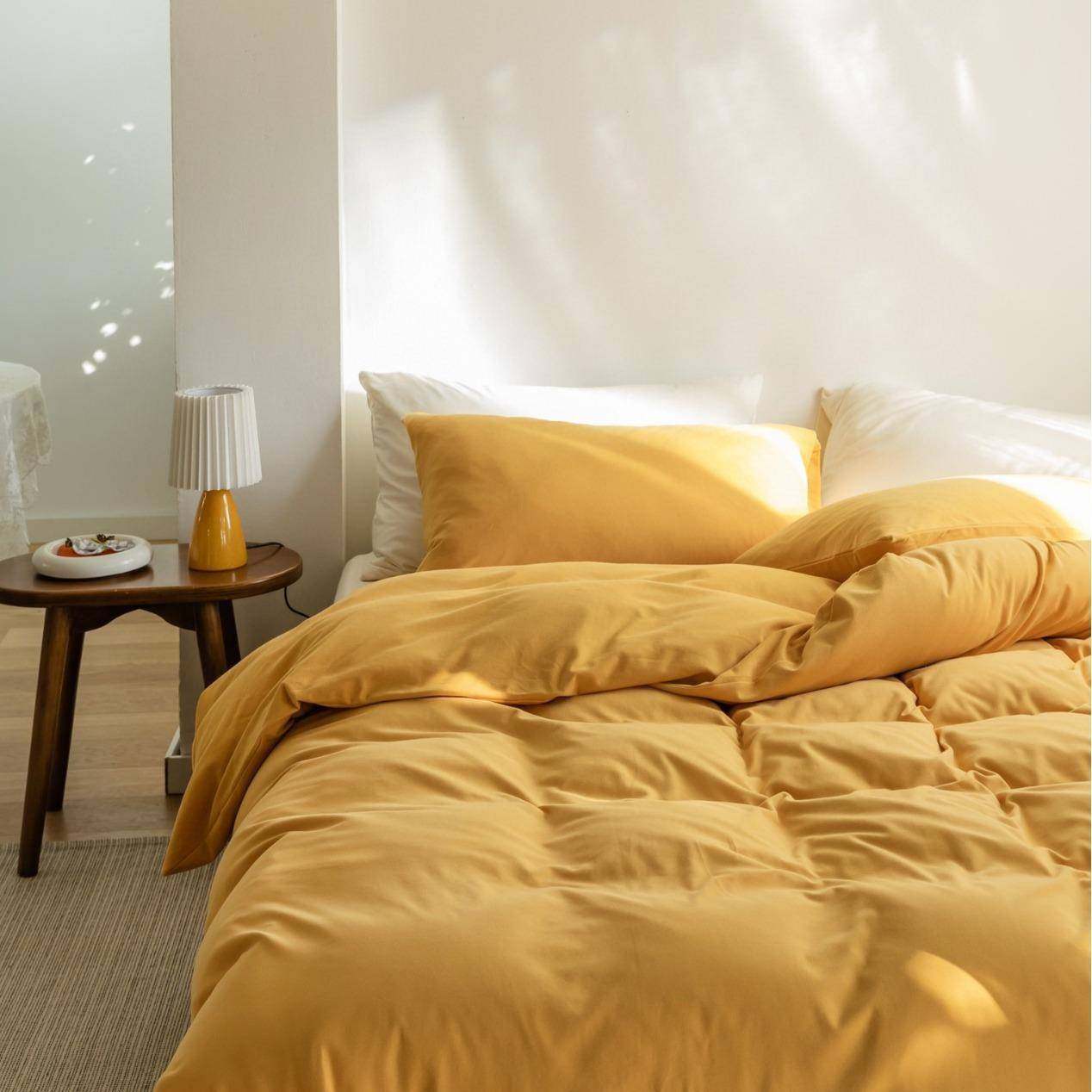 双面针织棉素色双拼四件套全棉天竺棉软糯加厚裸睡被套床单