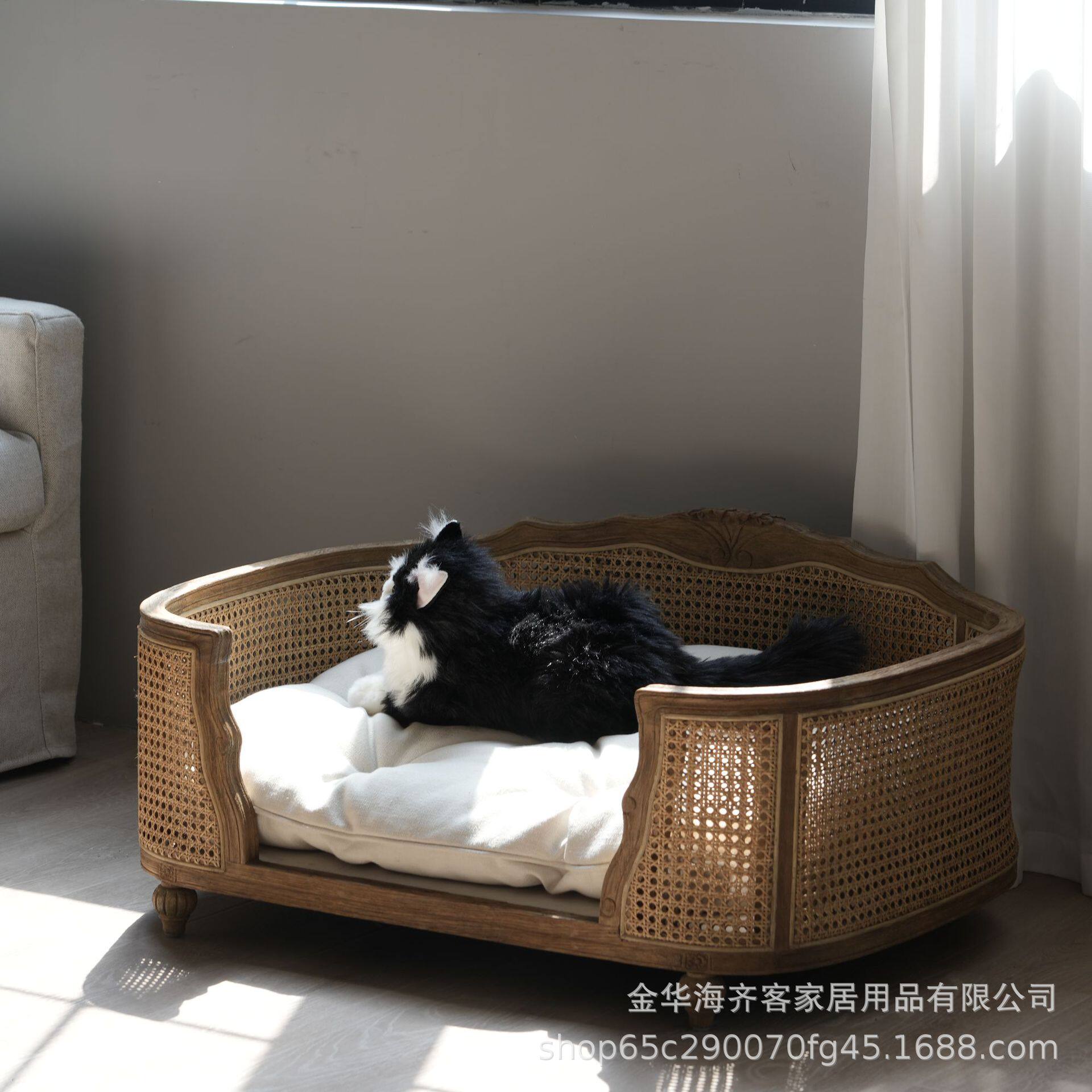 美式复古实木小型犬猫窝