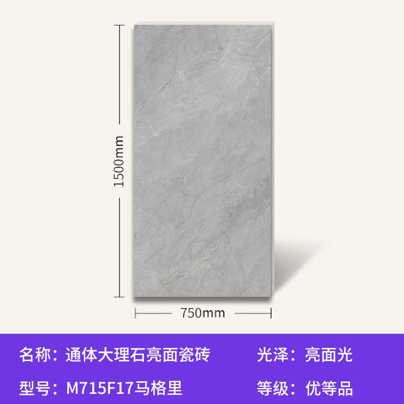 通体亮面现代简约客厅地砖墙面砖现货750*1500mm洗手间大理石瓷砖