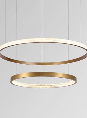 LED灯个性厅时尚33592铝吊圆圈材简约内外发光吊灯餐厅灯后现代客