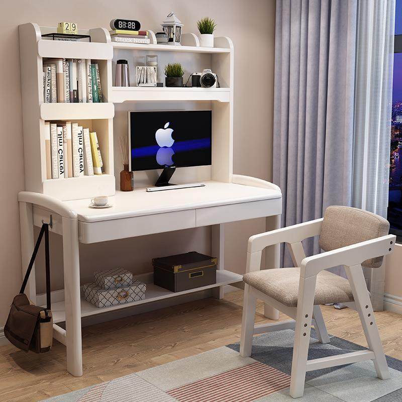 实木书桌书约一体现代简台式电脑桌SJN带生键盘托架家用卧室学写