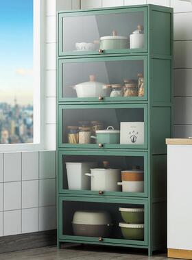 厨房台用品收纳柜落地层橱柜客厅阳多置物UVU架带门储物柜竹木碗