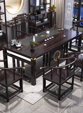 新中式仿古阳台茶几实体茶桌椅组合家KNM用茶桌一一整套夫功泡木