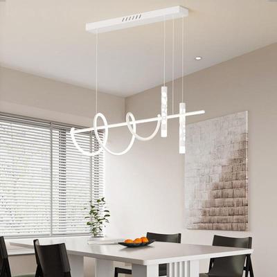 全普吊餐厅灯温白馨奶油风色系饭厅吧光台灯意式一字型调光QDH926