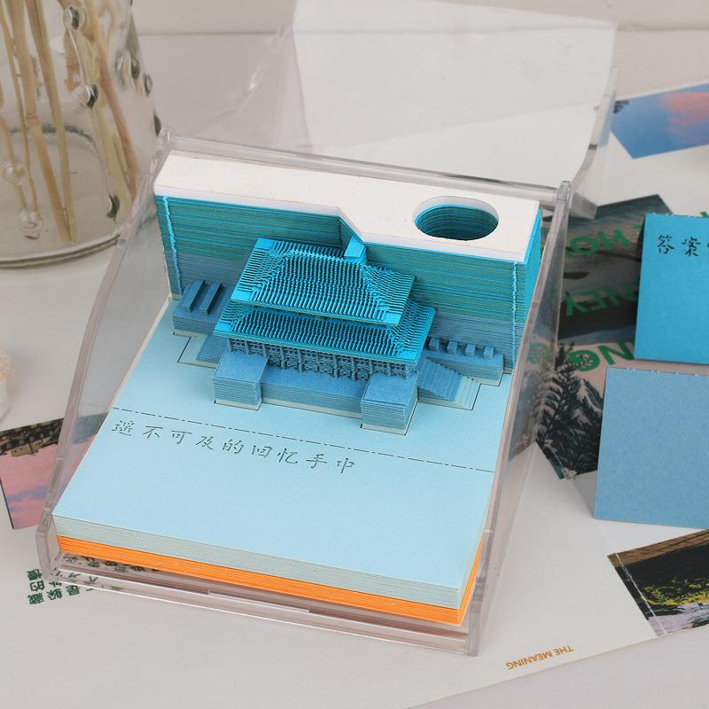 神武门3d立体纸雕便签本定制创意礼品礼物可撕便签纸风景建筑模型