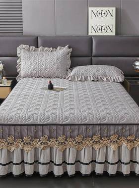 欧式床裙加单件床罩三件OOL套裙式防滑夹棉厚床套C笠床双人床裙罩