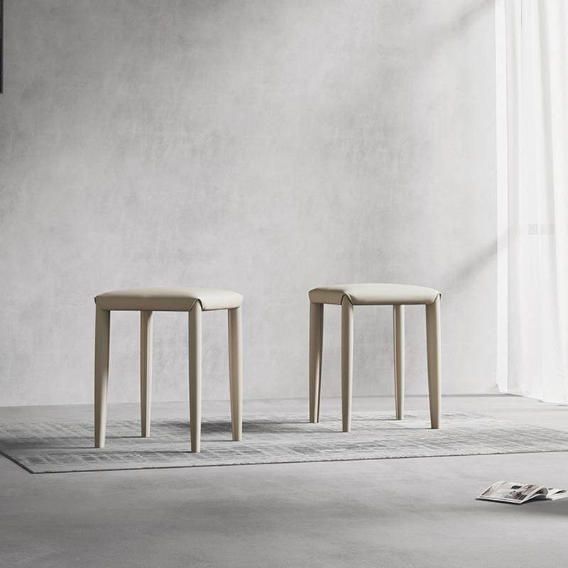 奶油风小方凳鞍皮椅子梳现代简约意式餐马桌椅叠组合可放VBW极简