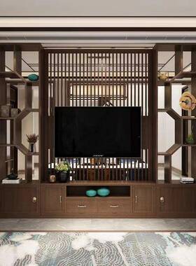 新中式实木入户玄关31385用柜双客家厅屏风玄关柜置物博古层架装