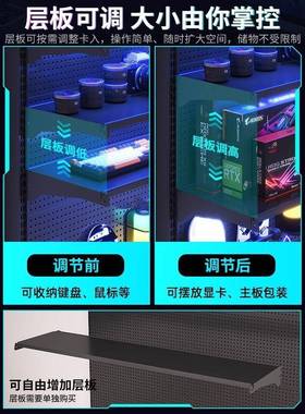 立式洞洞置物落地纳脑电竞房间装饰架金属收架免打孔USW电桌面改