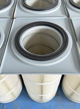 工业尘过滤阻燃防静电法兰塑聚酯纤喷维滤筒EMB粉方形卡盘侧式装