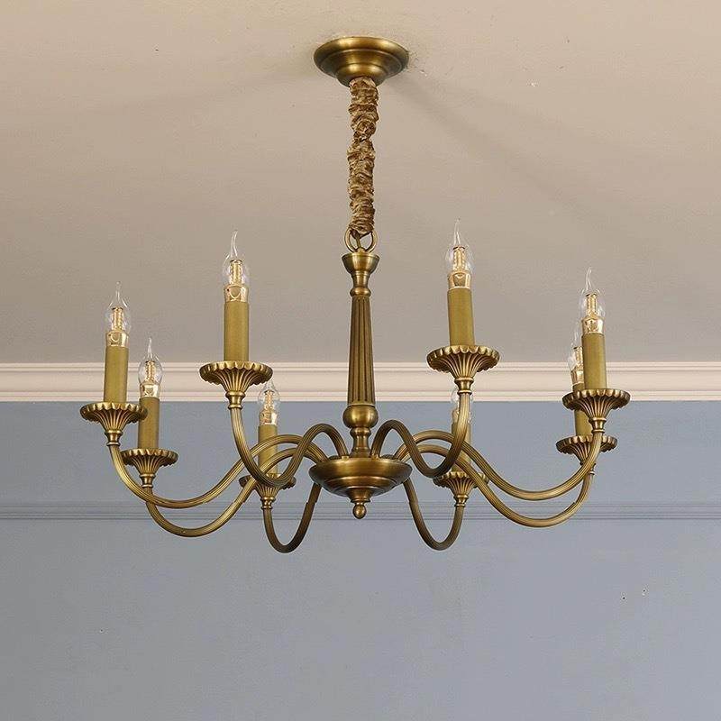 美法式古铜色蜡铜烛全吊灯现复代简约田园个性客806餐铜厅书房卧,家装灯饰光源,智能吊灯,淘宝优惠券,粉丝福利购,淘宝优惠卷