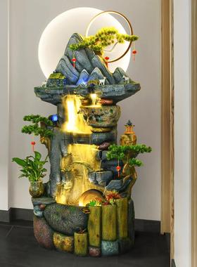 高TB-53985山瀑水假山流水喷鱼泉风轮庭院布客厅池落地办公室客厅