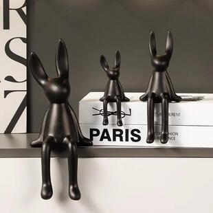 网红意卡通坐姿奢长兔耳摆件高创档轻客厅电视柜酒柜玄哑光坐姿关