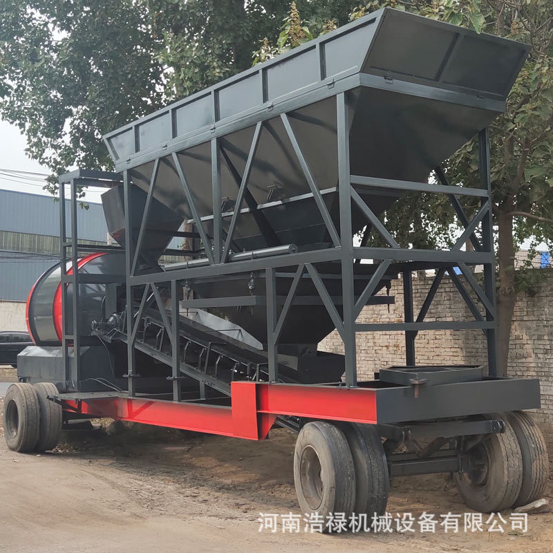 建筑工程免基础移动滚筒搅拌站