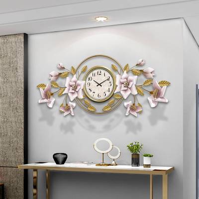 欧式花朵创钟意挂钟欧式时轻奢客厅美式简约家A2819居装饰表艺术