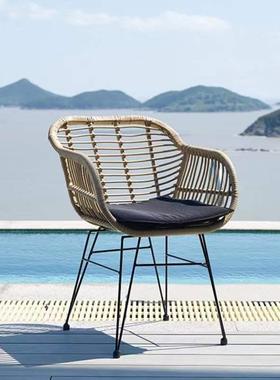 户外藤椅阳台件庭院室内外样板工房藤三编创0860意休闲手桌椅组套