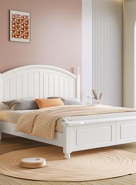 韩式田米园大实木床主卧.8米床双人床1.5现代简约美1式白色公DCB