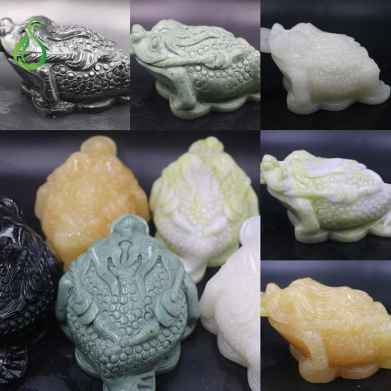 真品玉金蟾多色汉白玉米黄玉绿玉砭石蓝田玉茶宠家居中式摆件