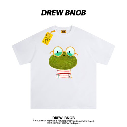 DREWBNOB美式潮牌青蛙卡通印花短袖t恤男女情侣宽松纯棉半袖tee