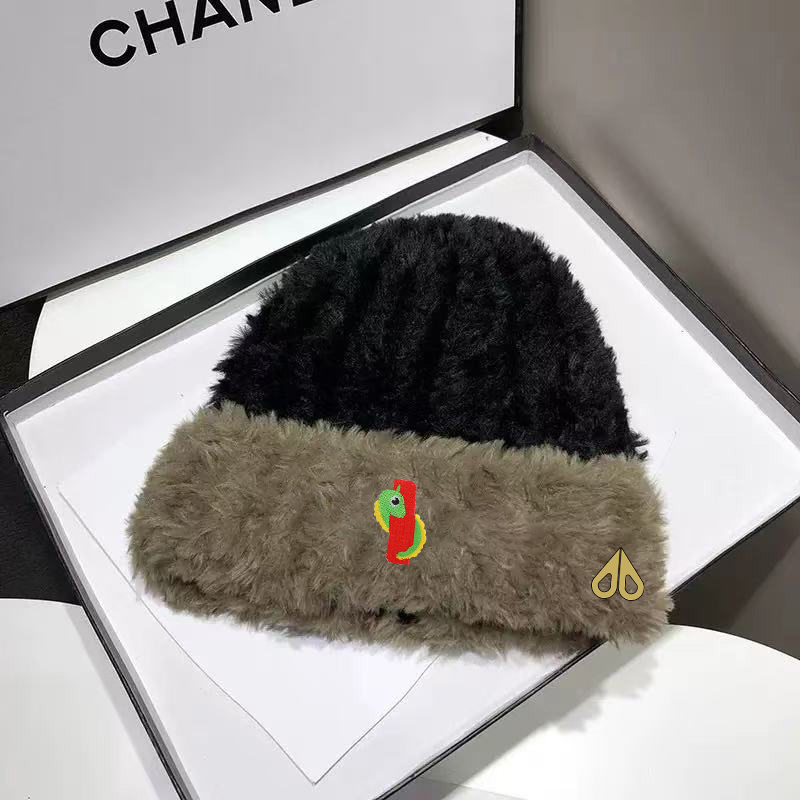 MOOSE毛绒帽子男女同款秋冬季保暖护耳帽显脸小百搭冷帽