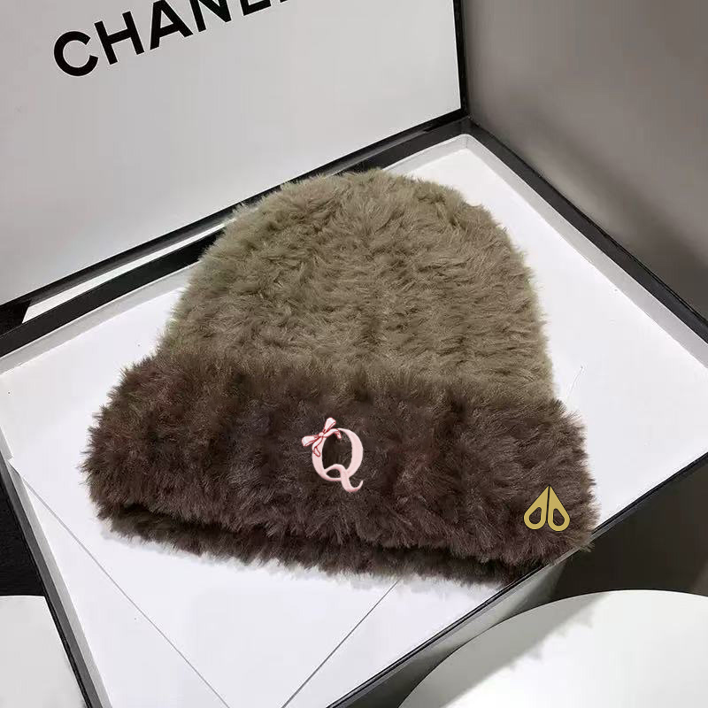 剪刀四季MOOSE毛绒拼接针织帽男女秋冬保暖防寒包头帽撞色护耳帽