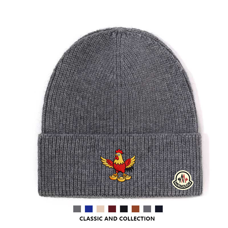 蒙口钢琴【官方直营】简约百搭鸡年限定针织帽男女同款保暖毛线帽