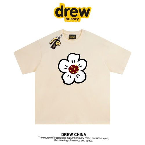 DREW 美式潮牌太阳花纯棉短袖t恤男女百搭休闲宽松bf情侣半袖