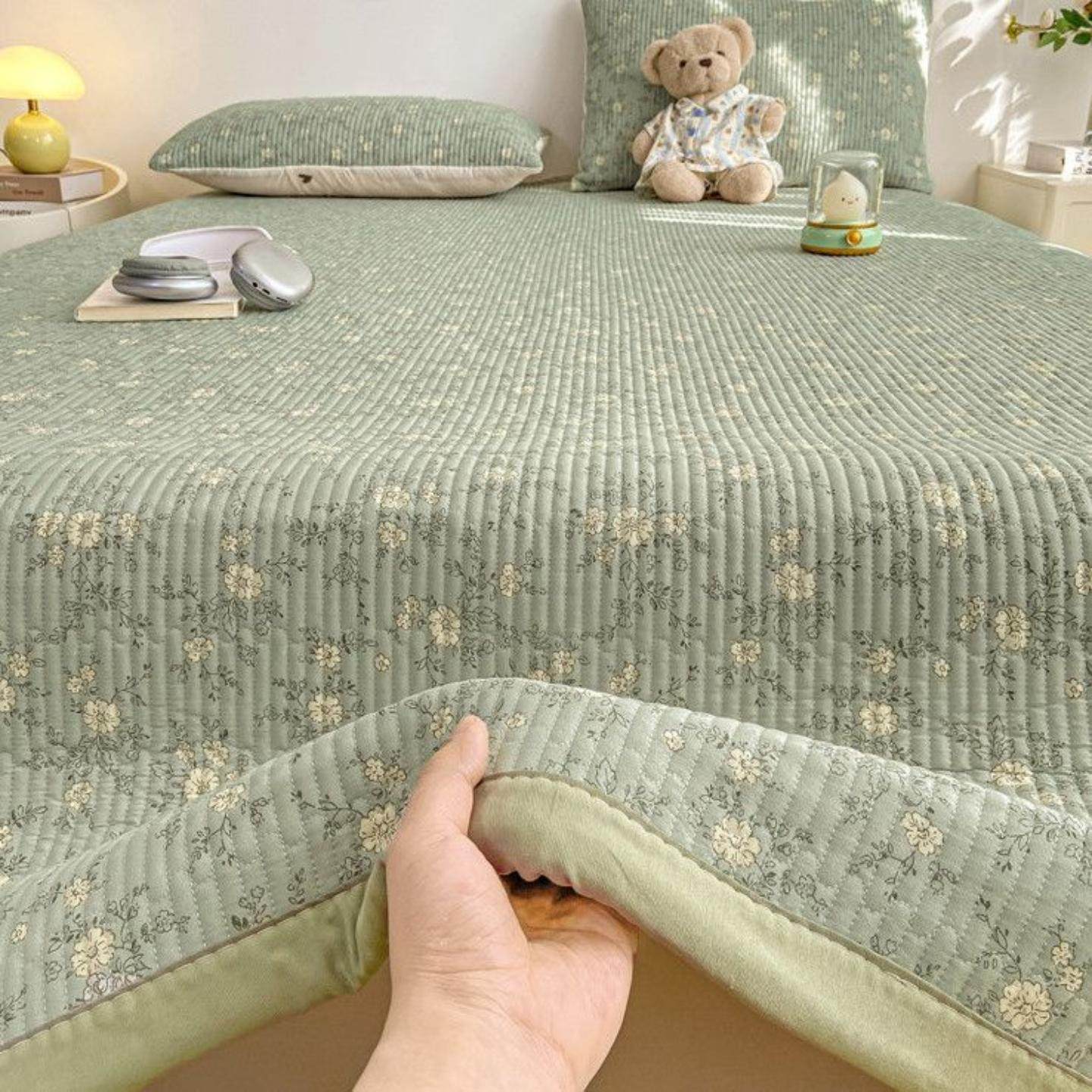 双层纱床盖三件套家用夹棉防滑床单床护垫双人铺床垫正反两用,床上用品,床盖,淘宝优惠券,粉丝福利购,淘宝优惠卷