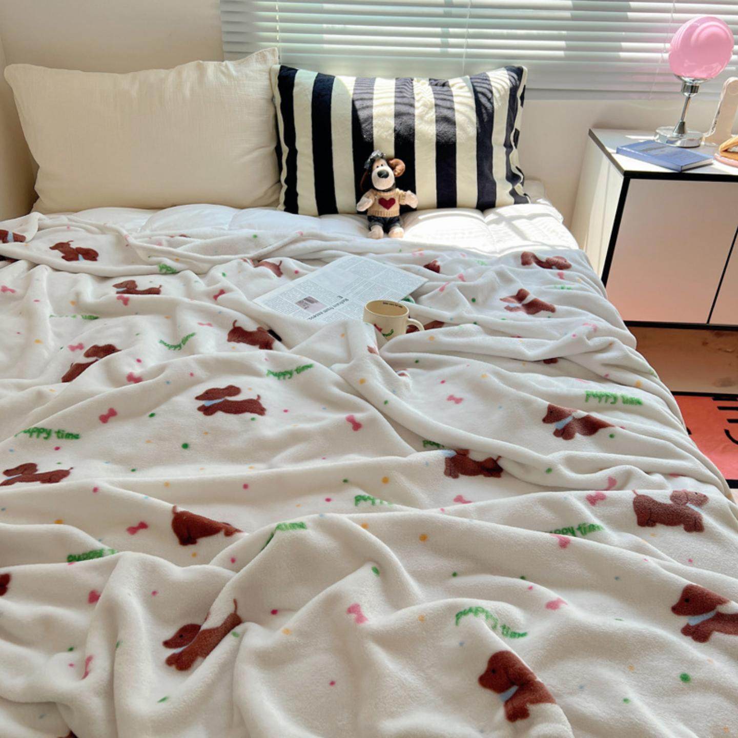 卡通风牛奶绒印花双面绒毛毯办公室午睡毯加厚保暖礼品毯卡通印花,床上用品,休闲毯/毛毯/绒毯,淘宝优惠券,粉丝福利购,淘宝优惠卷