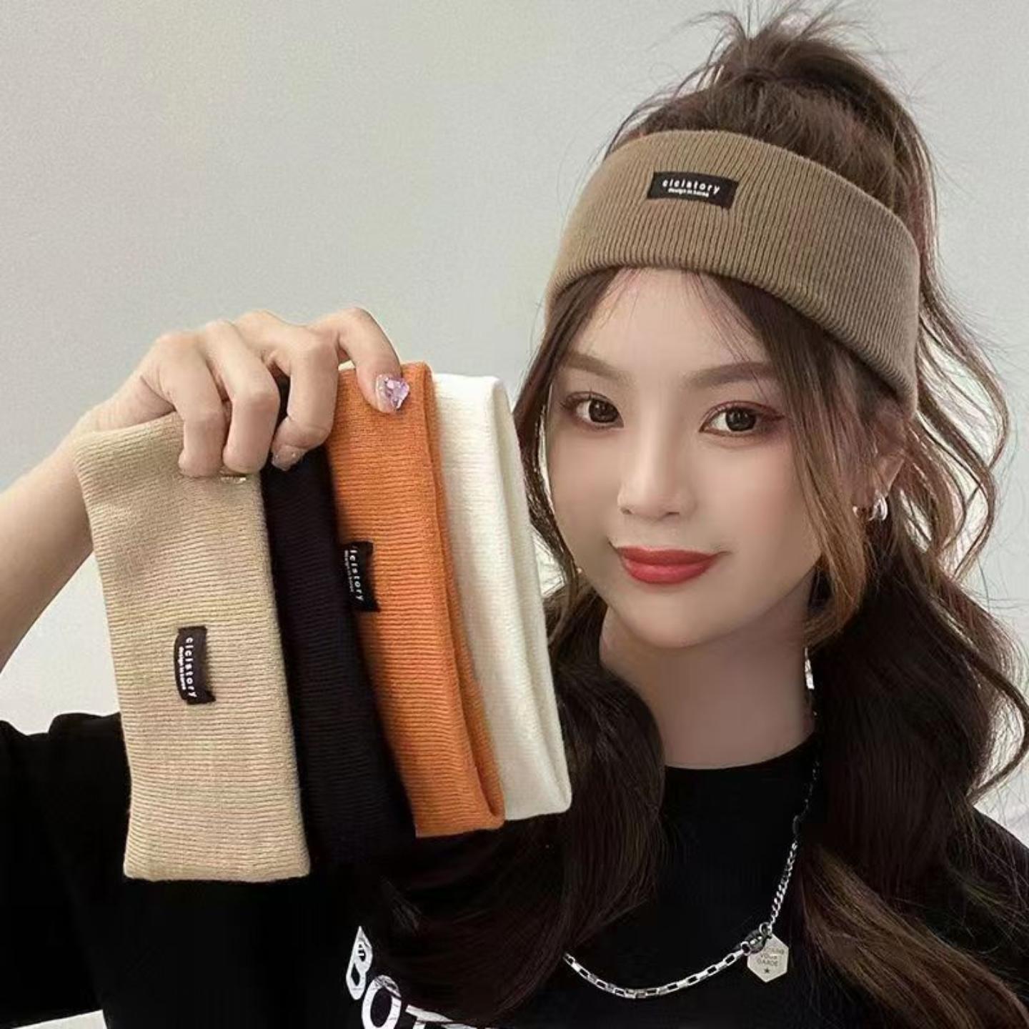 日常外戴发捆发带纯色宽边针织