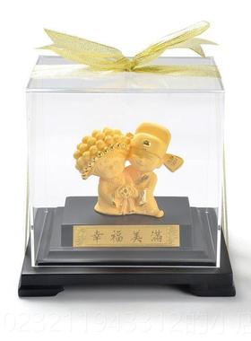 高档绒沙摆金幸福美满黄金娃娃婚创意装结婚礼物婚庆新婚房客厅饰