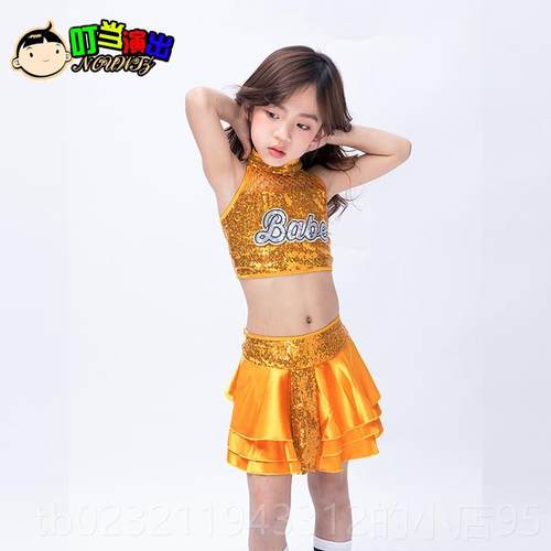 高档儿童演出服女童亮士片爵舞服装啦啦操一儿幼园蓬蓬裙舞蹈六表