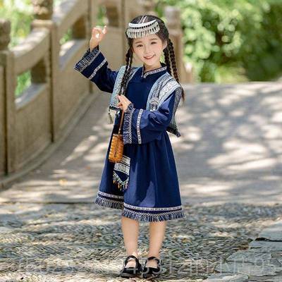 高档儿彝 童少数民族服装女男 童苗族族壮族中国风民出族衣蹈服舞