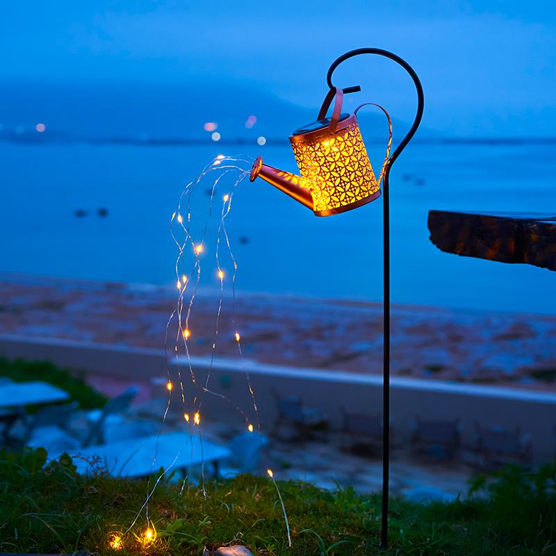 CKN户外院防水庭花小布置园太阳能星星灯水壶灯装饰灯院挂树灯草