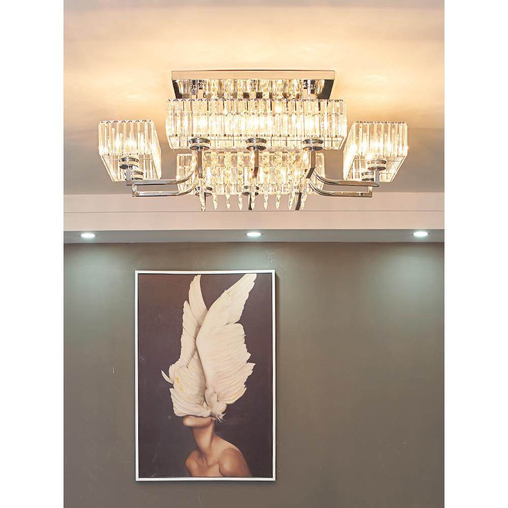 客厅灯大灯水晶吸具顶灯现代见附件简气约大轻奢长方形led卧室202