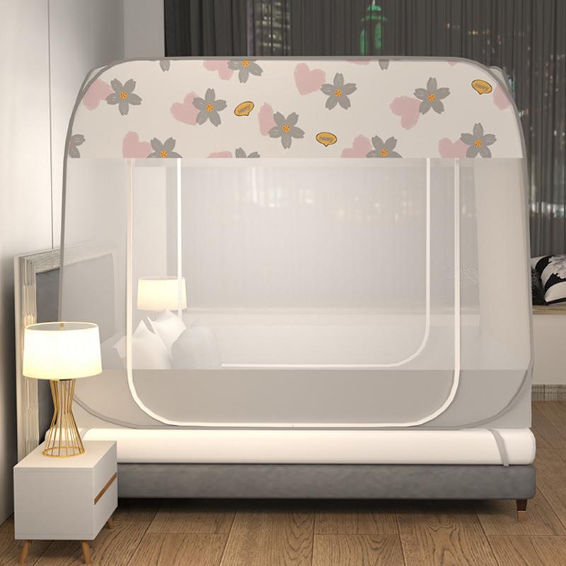 免安装古包蚊帐蒙家用开门全底加密拉链蚊帐双儿童心动款防摔蚊帐
