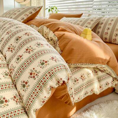 A类4超柔床上舍提花套四件套ULN学生宿床单被套三件小竺水洗棉双