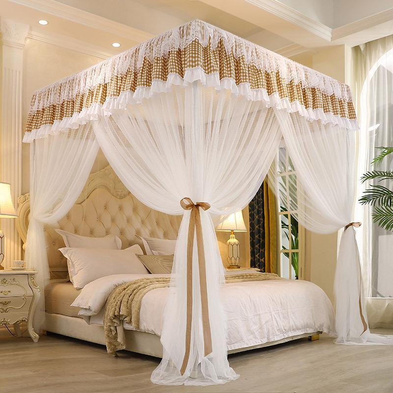 加厚遮光床幔床帘公主风flx蚊帐闭床一体式防尘1家.5米1.封8m双人