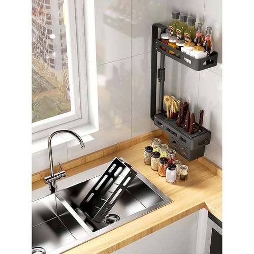 cs厨房转调料架免F76S8777打孔转置角物架旋壁太挂空铝调味瓶罐多