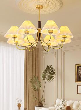 全铜美式复室古客灯书大气法式餐厅房主63108灯胡桃木厅简约百褶