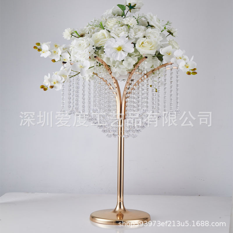 婚庆主桌欧式铁艺水晶桌花器
