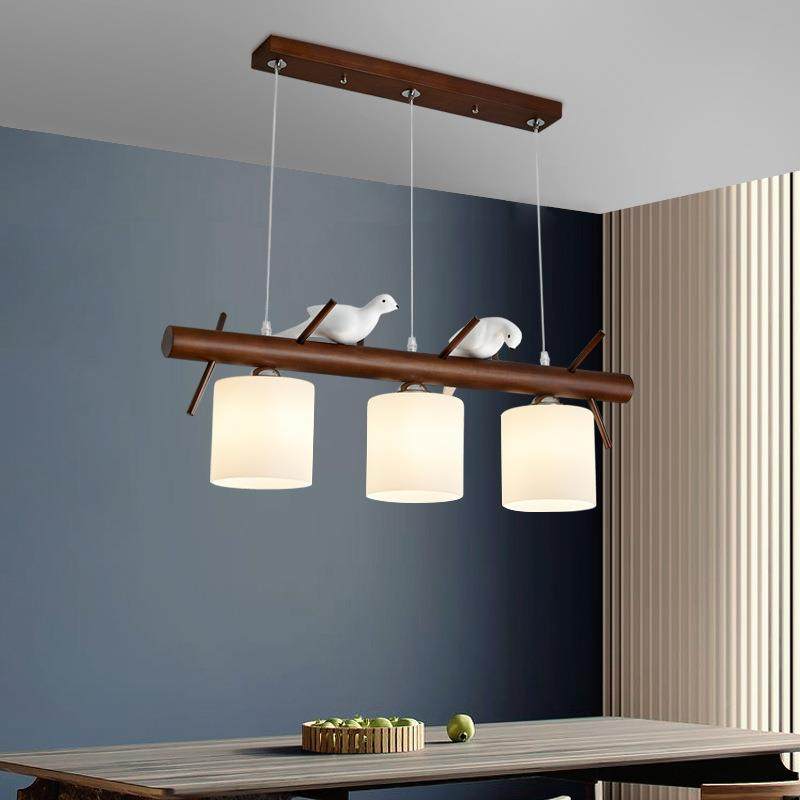 新中餐厅吊橡胶435木式头led饭厅灯灯简约网红小鸟创意餐桌三吧台,家装灯饰光源,智能吊灯,淘宝优惠券,粉丝福利购,淘宝优惠卷