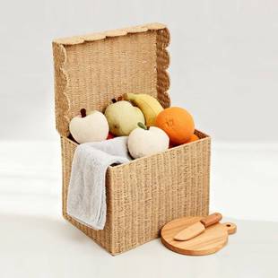 方形盖纸筐绳编织收纳家桌面带SN_075杂物整理收纳篮简约衣物储用