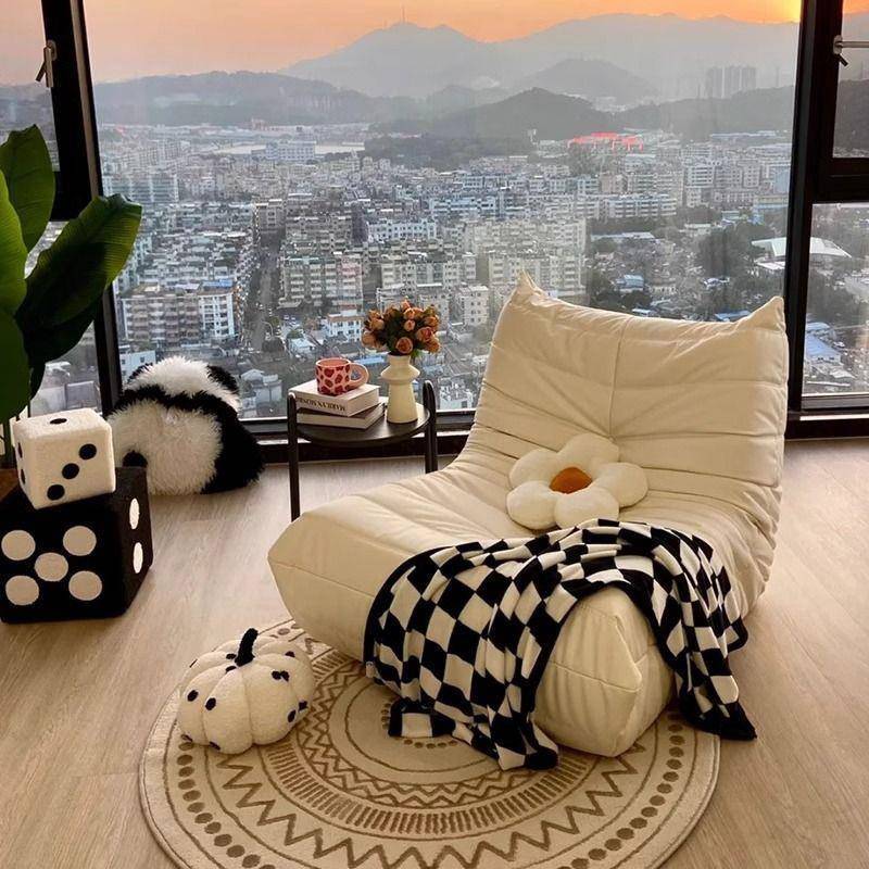 毛虫沙发懒客阳厅人沙ERV发台休闲单人椅可躺可睡现代网毛红简约