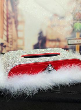 车用载巾盒车车创意可爱汽钻车餐巾纸60432盒抽镶女车摆件装饰漂