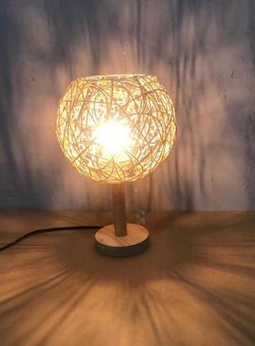 编吊灯日式竹民宿饭店竹子4154中式灯藤艺编织鸟巢头床装小夜灯台