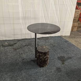 491轻奢天然大理石茶几几金属木质不锈钢家沙发床形头边阳台圆用