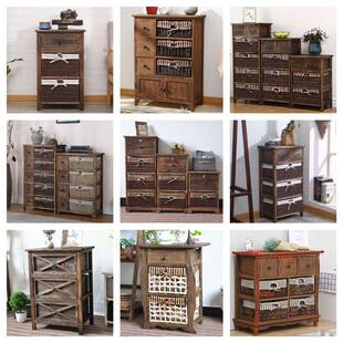 床边柜子多能经济小型卧室复功古床田头柜园窄边收纳TAA柜抽屉式