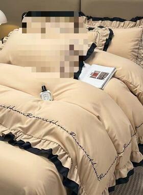 浪漫法式花边磨毛秋冬四件单套加厚复古刺套绣被pxx10032品床感床