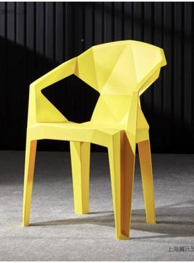 款户外塑料椅子靠背叠放大扶手椅加厚凳子家用休新闲排JSU可档餐